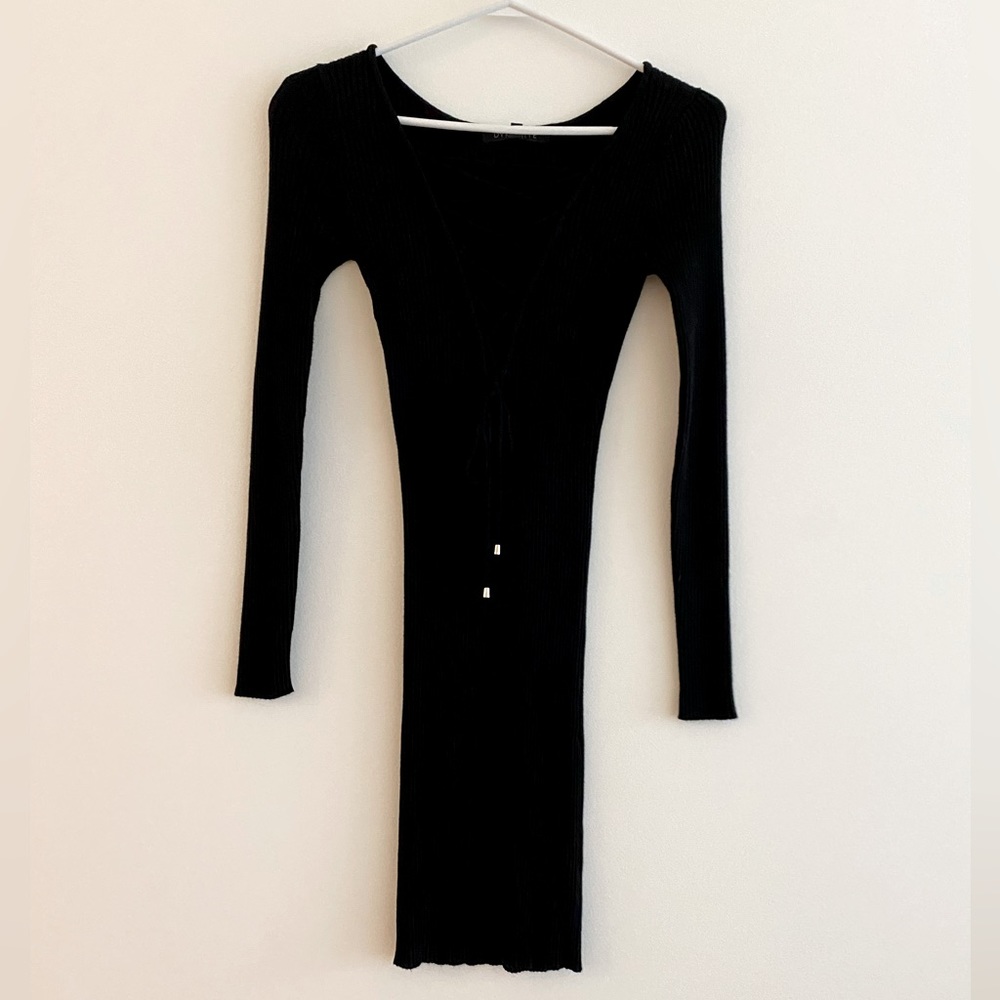Dynamite Black Ribbed Bodycon Dress, Size XS